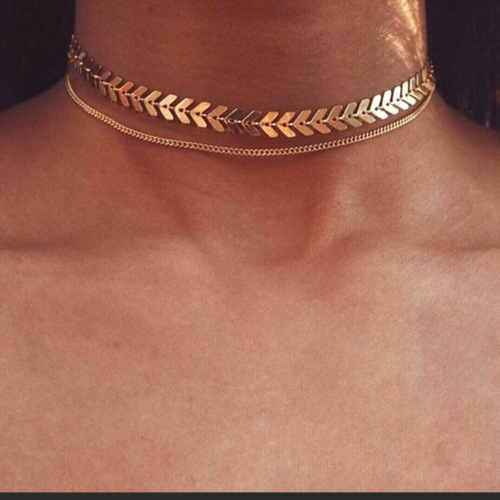 Gold Two Layer Choker Necklace